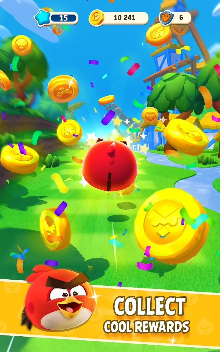 Roter Vogel in einer grünen Landschaft aus Angry Birds Rush