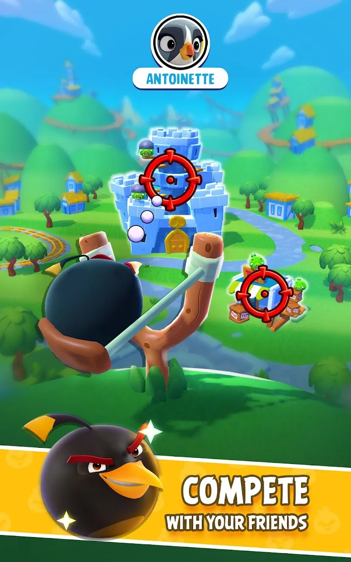 Schleuder und Ziel auf einer Angry Birds Rush Strecke